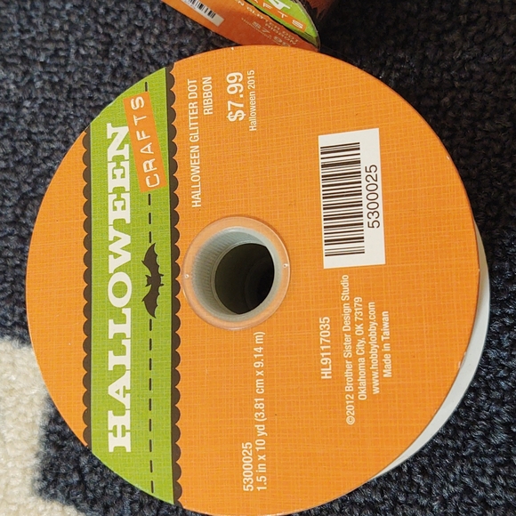 Halloween Glitter Dot Ribbon - 2 Rolls - NWT - Picture 2 of 8